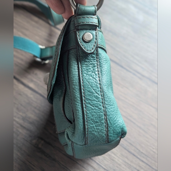 Fossil Long Live Vintage 1954 Teal Leather Crossbody  Bag Adjustable Strap - Picture 7 of 13